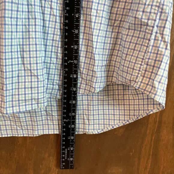 Peter Millar Mens Shirt Blue White Plaid Button Down Long Sleeve Stretch XXL - Picture 9 of 12
